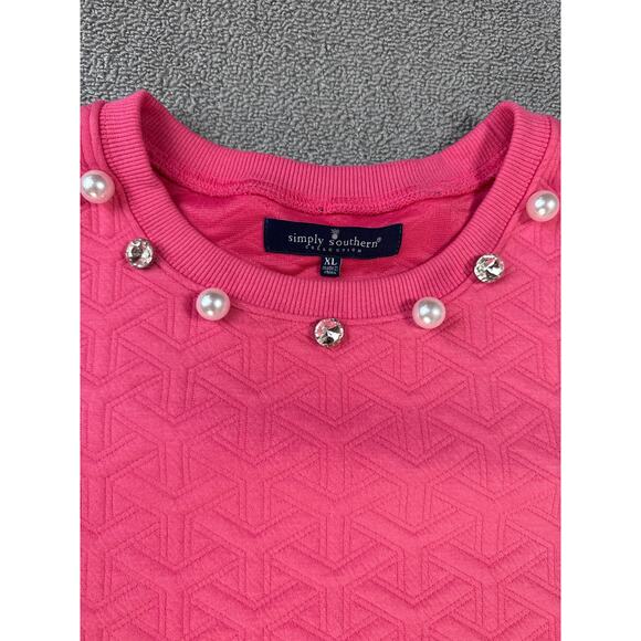 Simply Southern Lounge Set Quilted Sweat Suit Comfy Casual Feminine Pink XL - Picture 3 of 13